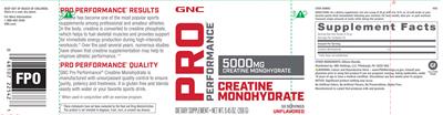 Photo of the GNC Pro Performance Creatine Monohydrate 5000 mg Unflavored label