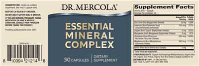 Photo of the Dr. Mercola Essential Mineral Complex label