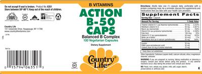 Photo of the Country Life Action B-50 Caps label