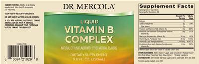 Photo of the Dr. Mercola Liquid Vitamin B Complex label