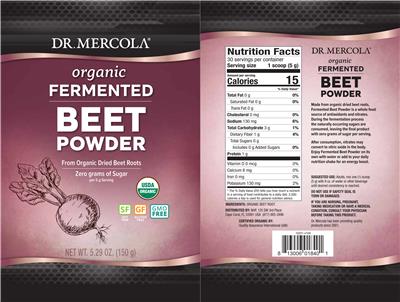 Photo of the Dr. Mercola Organic Fermented Beet Powder label