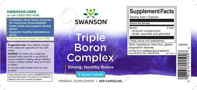 Photo of the Swanson Triple Boron Complex 3 mg label