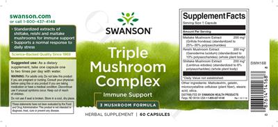 Photo of the Swanson Triple Mushroom Complex label