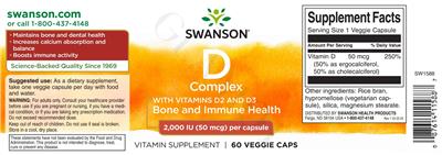 Photo of the Swanson D Complex 2,000 IU (50 mcg) label