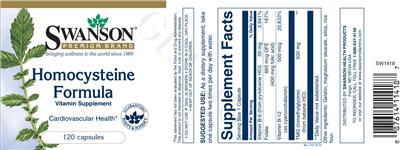 Photo of the Swanson Premium Brand Homocysteine Formula label