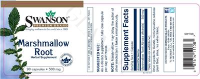 Photo of the Swanson Premium Brand Marshmallow Root 500 mg label