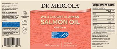 Photo of the Dr. Mercola Wild Caught Alaskan Salmon Oil label