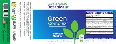 Photo of the Professional Botanicals Green Complex label