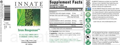 Photo of the Innate Response Formulas Iron Response label