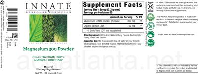 Product label for Magnesium 300 Powder