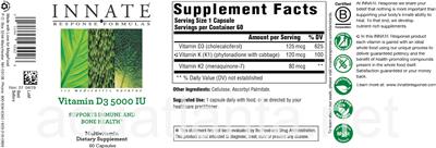 Photo of the Innate Response Formulas Vitamin D3 5000 IU label