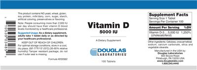 Photo of the Douglas Laboratories Vitamin D 5000 IU label