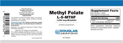 Photo of the Douglas Laboratories Methyl Folate L-5-MTHF label