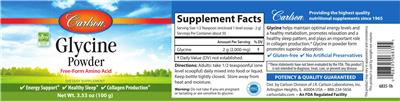 Photo of the Carlson Glycine Powder label
