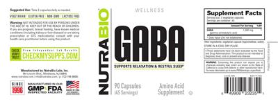 Photo of the NutraBio GABA label