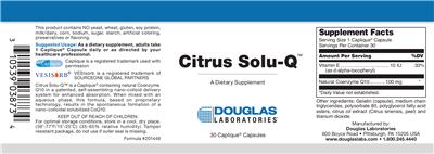 Photo of the Douglas Laboratories Citrus Solu-Q label