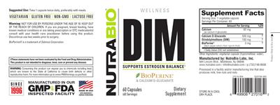 Photo of the NutraBio DIM label