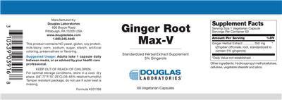 Photo of the Douglas Laboratories Ginger Root Max-V label