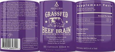 Photo of the Ancestral Supplements Grassfed Beef Brain label