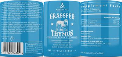 Photo of the Ancestral Supplements Grassfed Thymus label