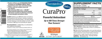 Photo of the EuroMedica CuraPro 750 mg label