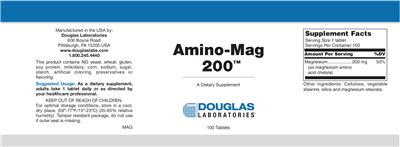 Photo of the Douglas Laboratories Amino-Mag 200 label