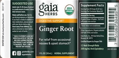 Photo of the Gaia Herbs Ginger Root label