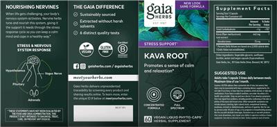 Photo of the Gaia Herbs Kava Root label