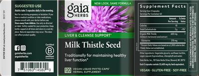 Photo of the Gaia Herbs Milk Thistle Seed label