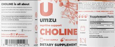 Photo of the UMZU Choline label