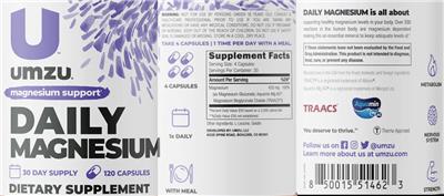 Photo of the UMZU Daily Magnesium label