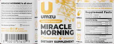 Photo of the UMZU Miracle Morning label