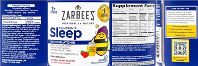 Photo of the Zarbee's Children's Sleep with Melatonin Natural Berry Flavor label