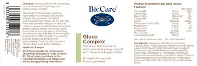 Photo of the BioCare Gluco Complex label