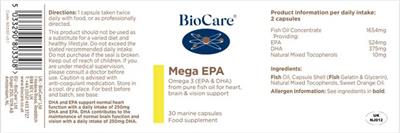 Photo of the BioCare Mega EPA label