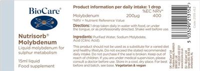 Photo of the BioCare Nutrisorb Molybdenum label