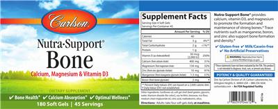 Photo of the Carlson Nutra-Support Bone label