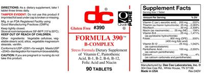 Photo of the DC Formula 390 B-Complex label