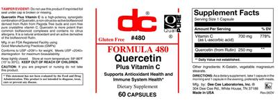 Photo of the DC Formula 480 Quercetin Plus Vitamin C label