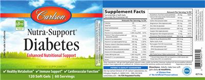Photo of the Carlson Nutra-Support Diabetes label