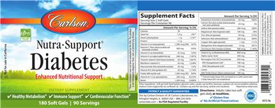 Photo of the Carlson Nutra-Support Diabetes label