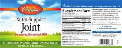 Photo of the Carlson Nutra-Support Joint label