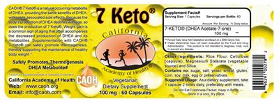 Photo of the California Academy of Health 7 Keto label