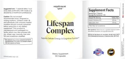 Photo of the Supplement Spot Lifespan Complex label