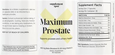 Photo of the Supplement Spot Maximum Prostate label
