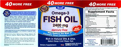 Photo of the Omega Pure Omega-3 Fish Oil 2400 mg label