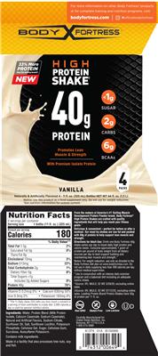 Photo of the Body Fortress High Protein Shake Protein 40 g Vanilla label