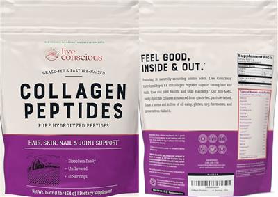 Photo of the Live Conscious Collgen Peptides Unflavored label