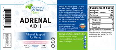 Photo of the Mountain Meadow Herbs Adrenal Aid II label