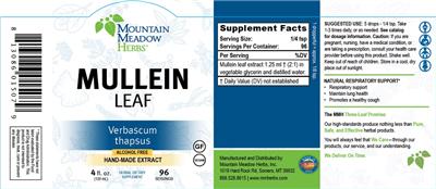 Photo of the Mountain Meadow Herbs Mullein Leaf label